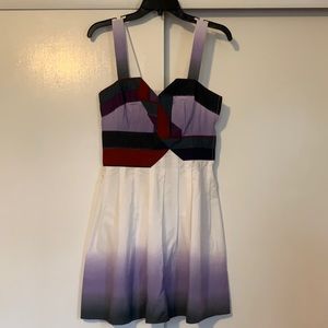 Purple Ombré Pleated Mini Dress